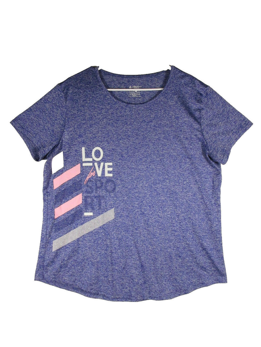 Liberty Pro Womens Athletic Graphic Top Crew Neck Short Sleeve Size XL Purple